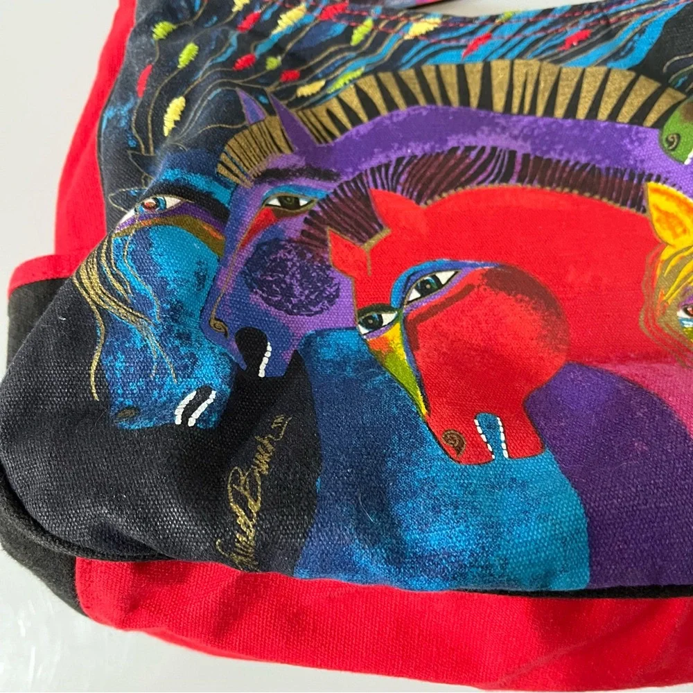 Laurel Burch Wild Horses Of Fire Canvas Shoulder Bag Purse Art Charm - Picture 11 of 16
